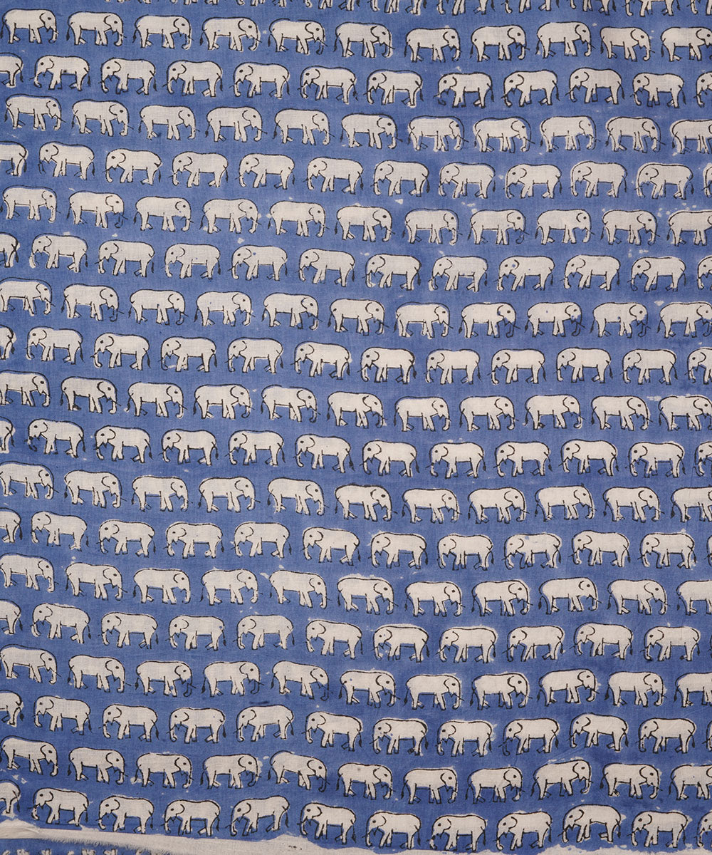2.5 m navy blue cotton hand block printed sanganeri kurta material