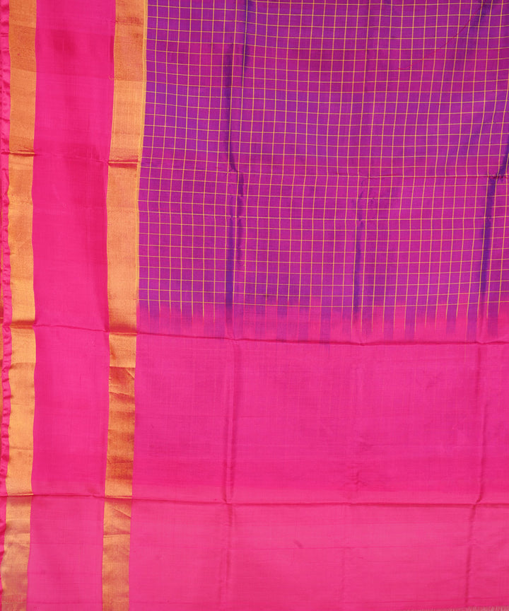 Purple pink silk handloom uppada saree