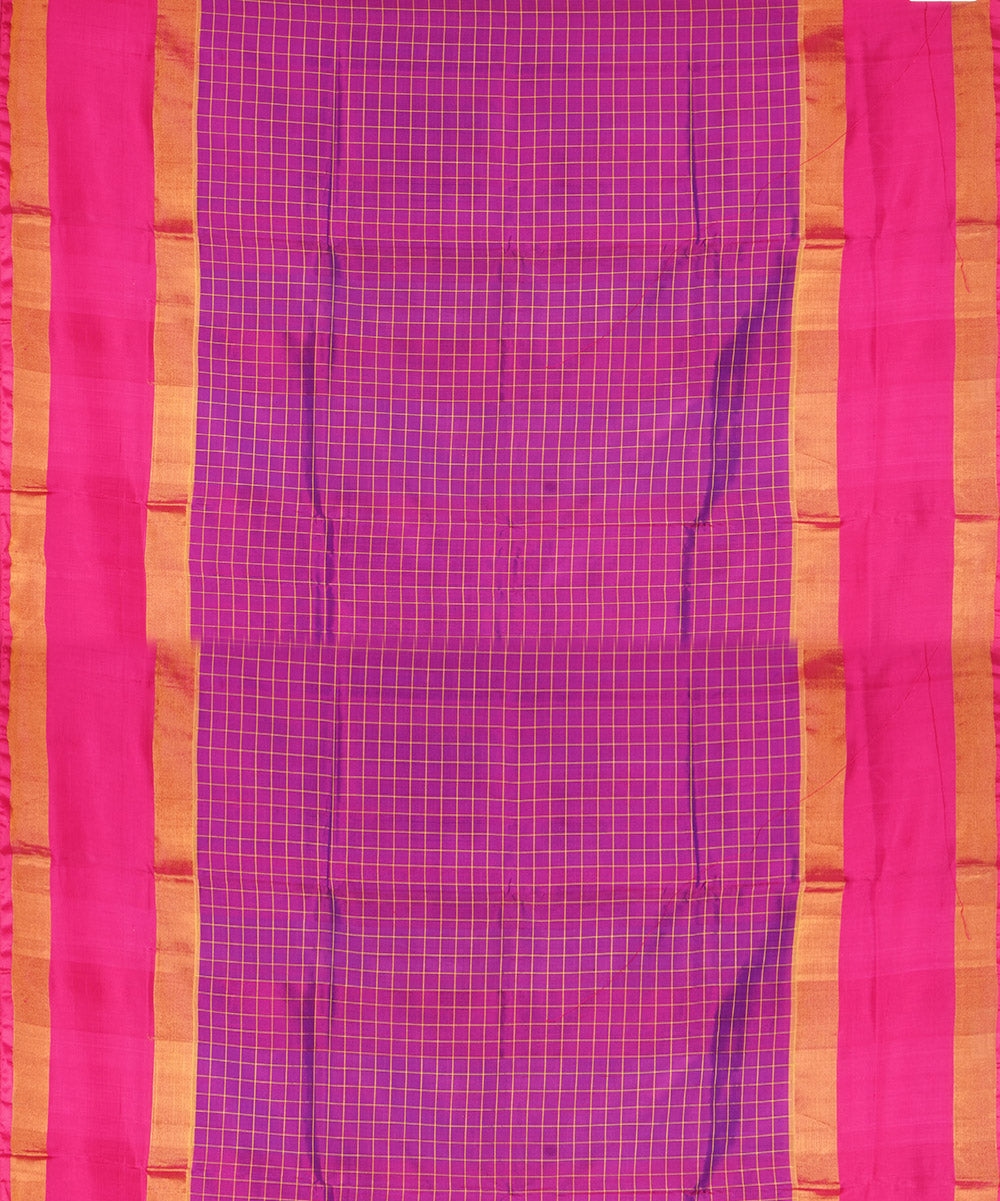 Purple pink silk handloom uppada saree