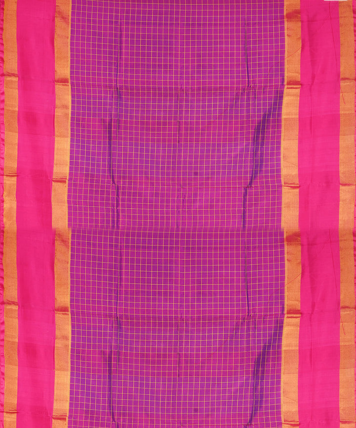 Purple pink silk handloom uppada saree