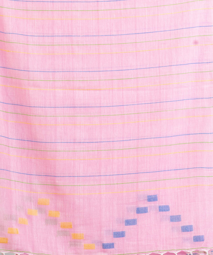 Pink handwoven cotton bengal saree