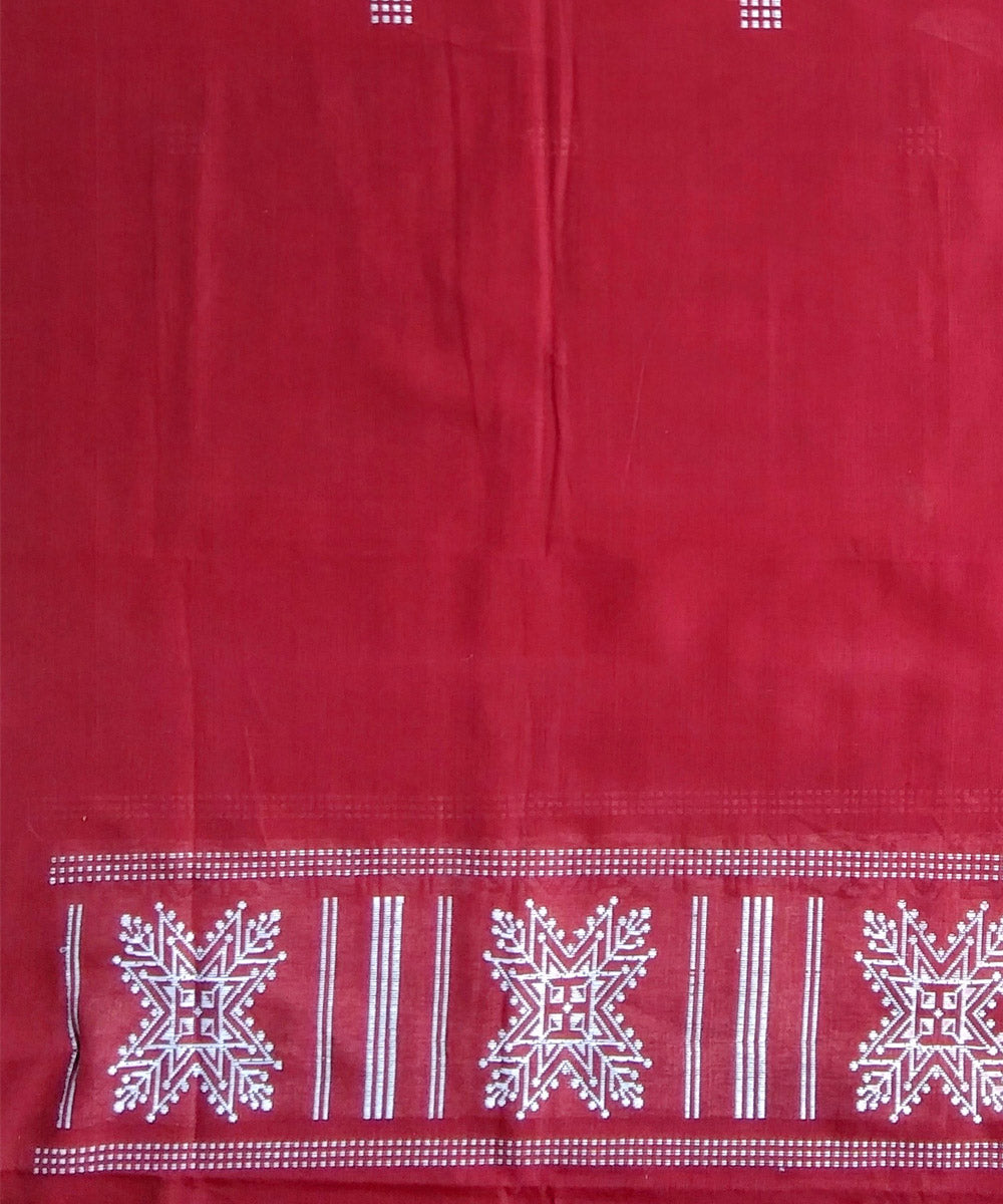Maroon handwoven cotton bomkai dupatta