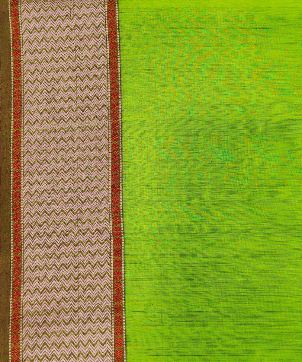 Lime green purple handwoven maheshwari cotton silk saree