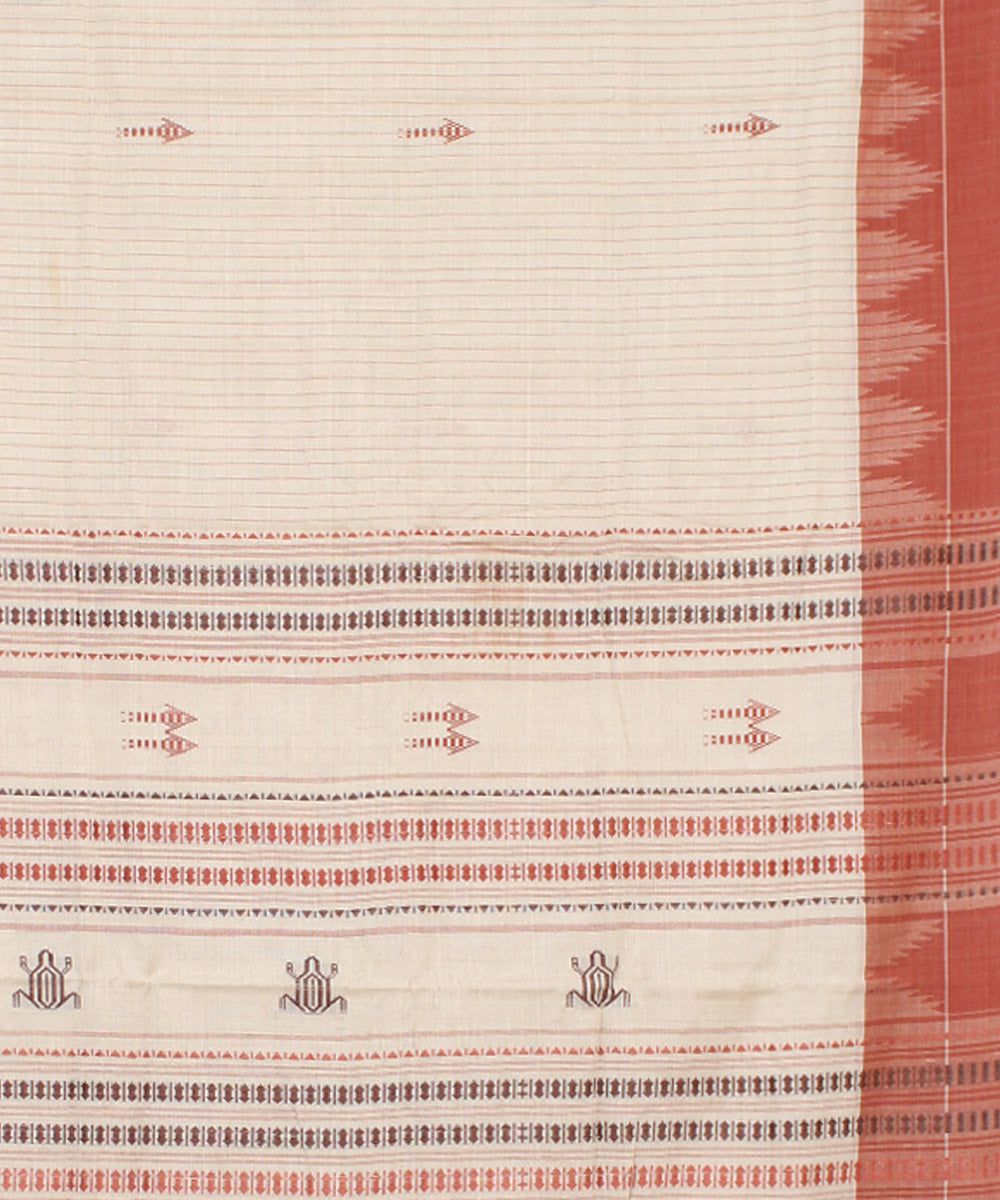 Offwhite brown tussar silk handwoven kotpad saree