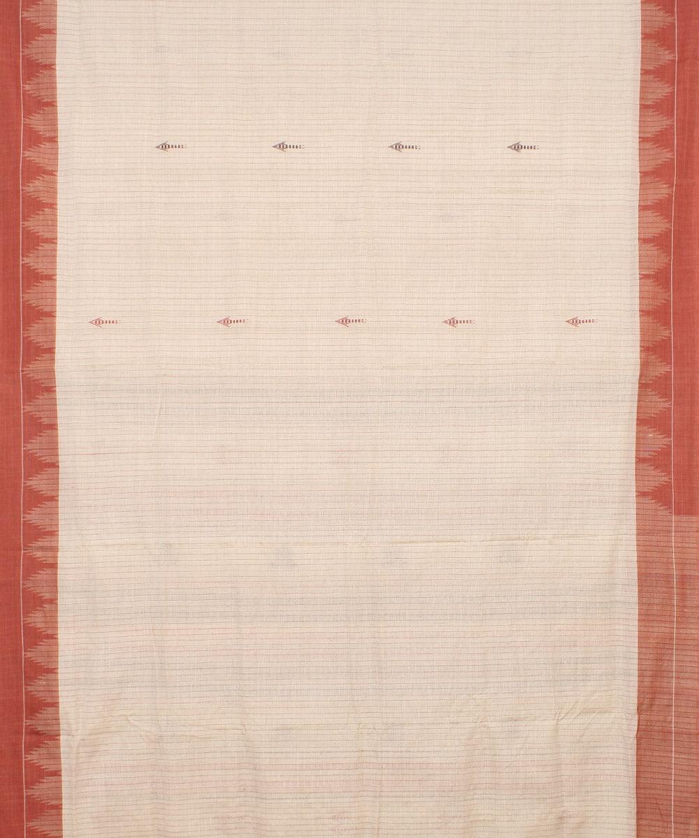 Offwhite brown tussar silk handwoven kotpad saree