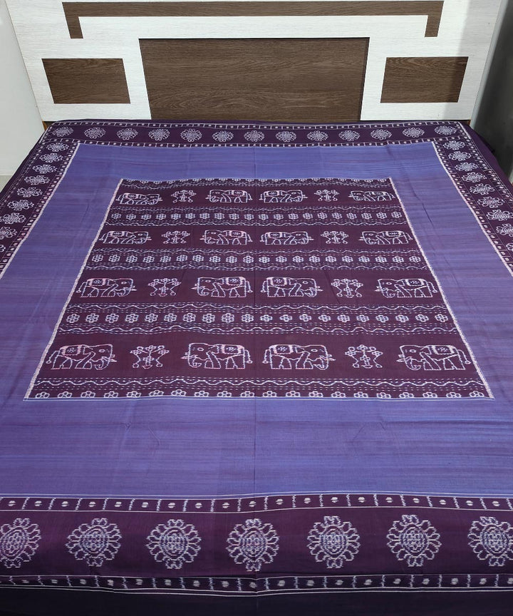 Purple maroon handwoven sambalpuri cotton double bedsheet