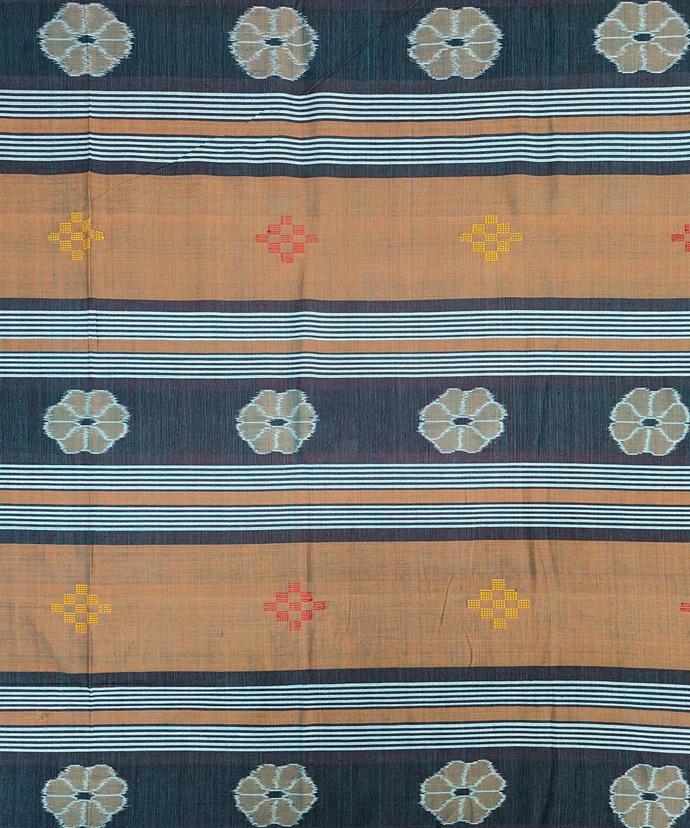 Brown grey handwoven sambalpuri cotton double bedsheet