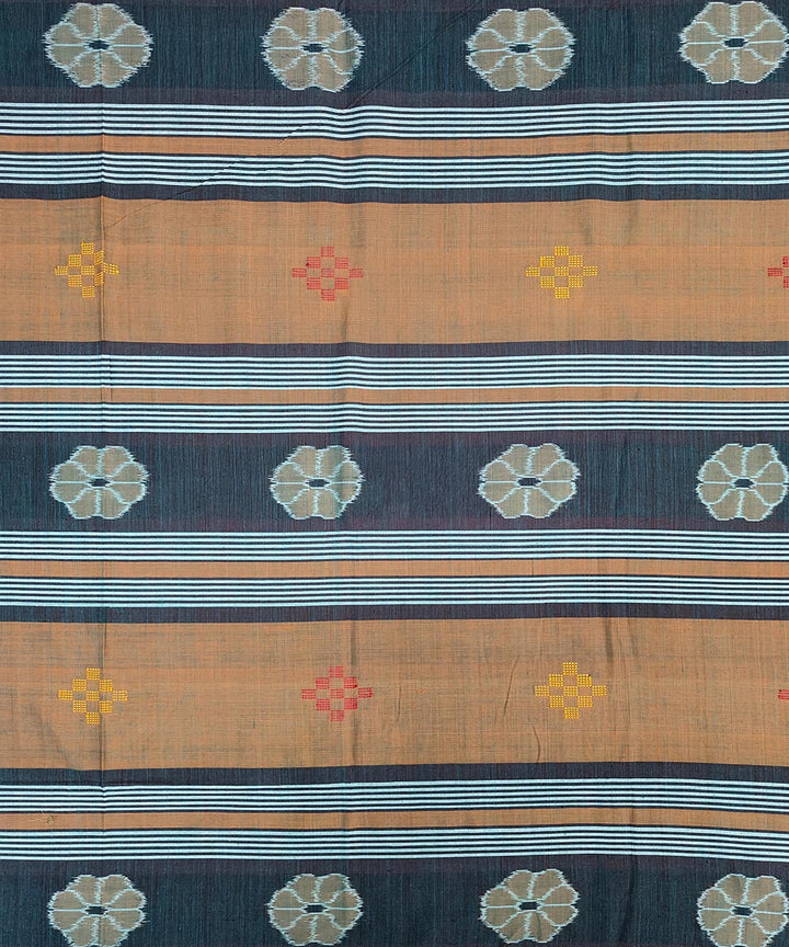 Brown grey handwoven sambalpuri cotton double bedsheet