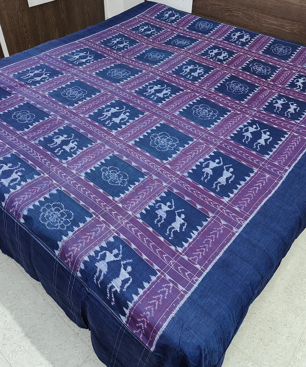 Purple handwoven sambalpuri cotton double bedsheet