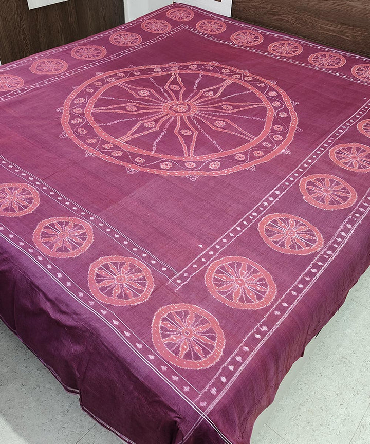 Purple brown handwoven sambalpuri cotton double bedsheet