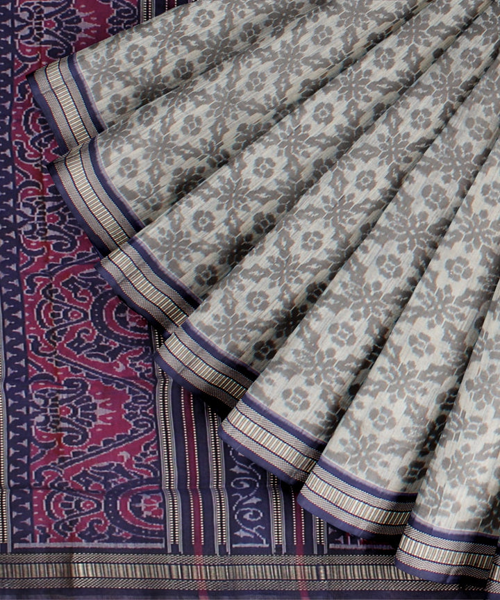 Grey blue silk handloom sambalpuri saree