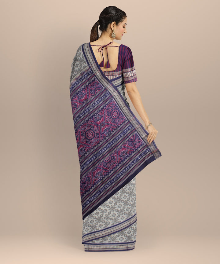 Grey blue silk handloom sambalpuri saree