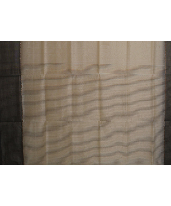 Offwhite grey handloom cotton silk maheshwari saree