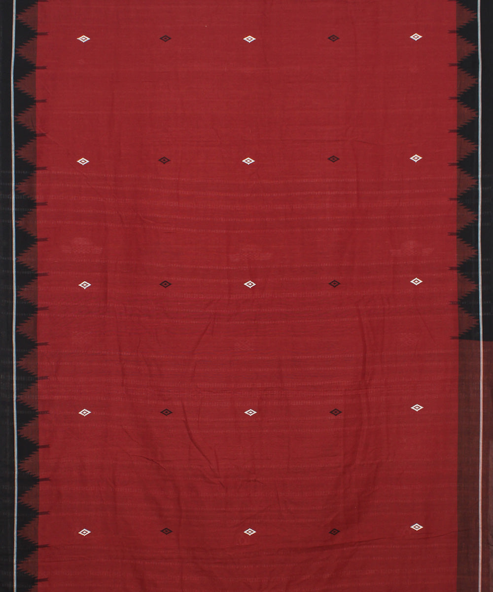 Maroon black handwoven kotpad cotton saree