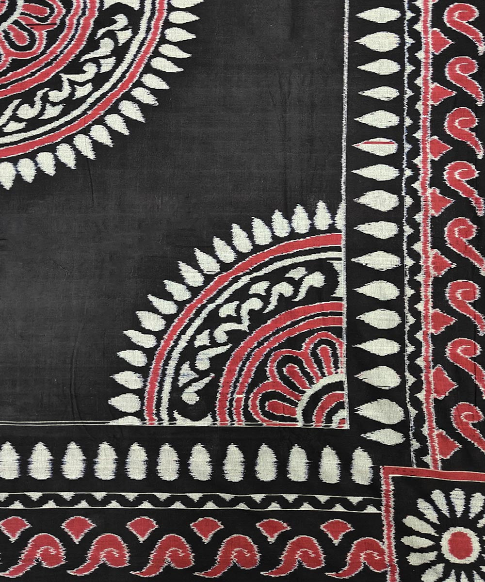 Black multicolour handwoven sambalpuri cotton double bedsheet