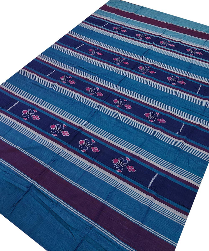 Navy blue multicolour handwoven sambalpuri single cotton bedsheet