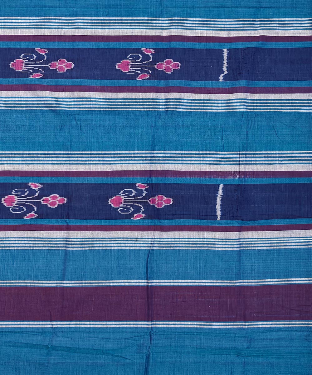 Navy blue multicolour handwoven sambalpuri single cotton bedsheet