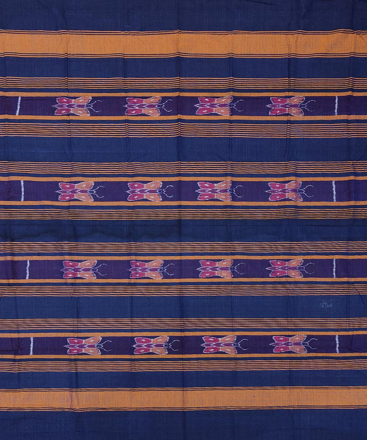 Navy blue handwoven sambalpuri cotton single bedsheet