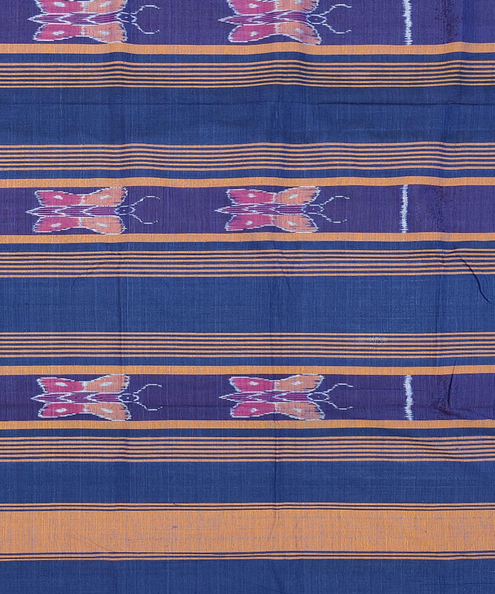 Navy blue handwoven sambalpuri cotton single bedsheet