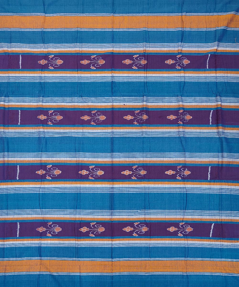 Navy blue multicolour handwoven sambalpuri cotton single bedsheet