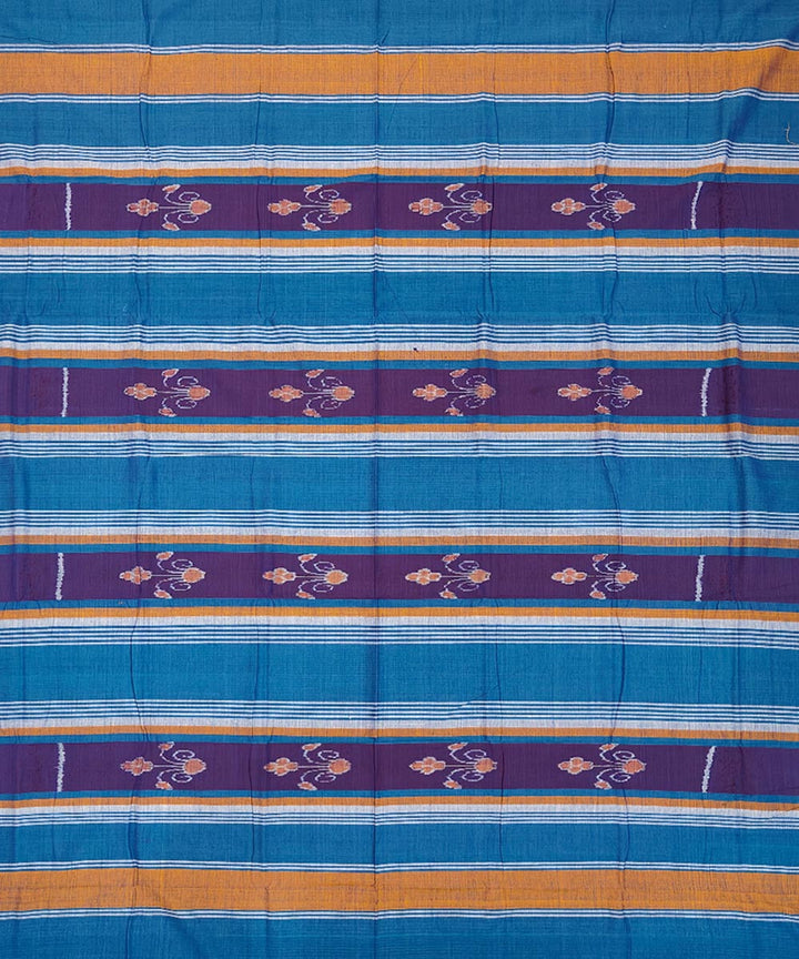 Navy blue multicolour handwoven sambalpuri cotton single bedsheet