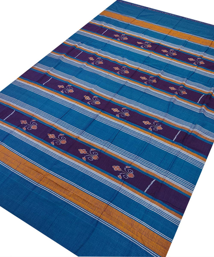 Navy blue multicolour handwoven sambalpuri cotton single bedsheet