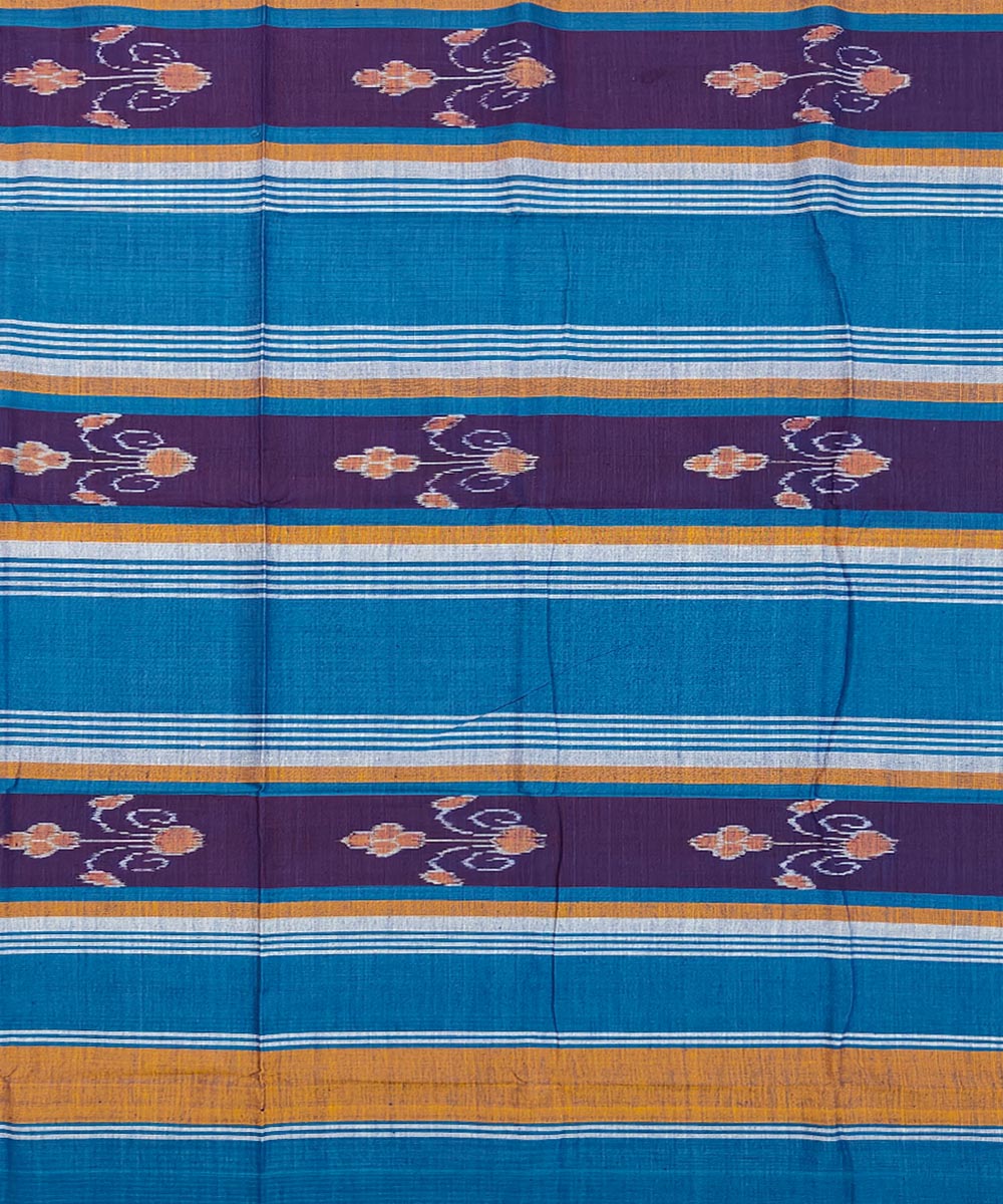 Navy blue multicolour handwoven sambalpuri cotton single bedsheet