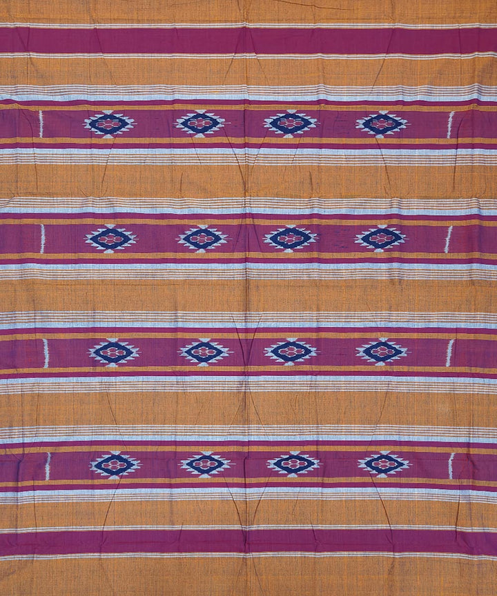 Yellow red handwoven sambalpuri cotton single bedsheet