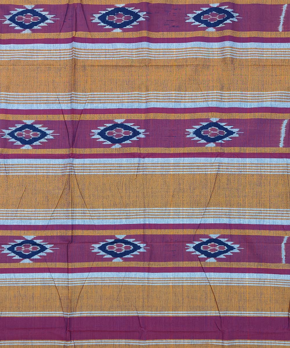 Yellow red handwoven sambalpuri cotton single bedsheet