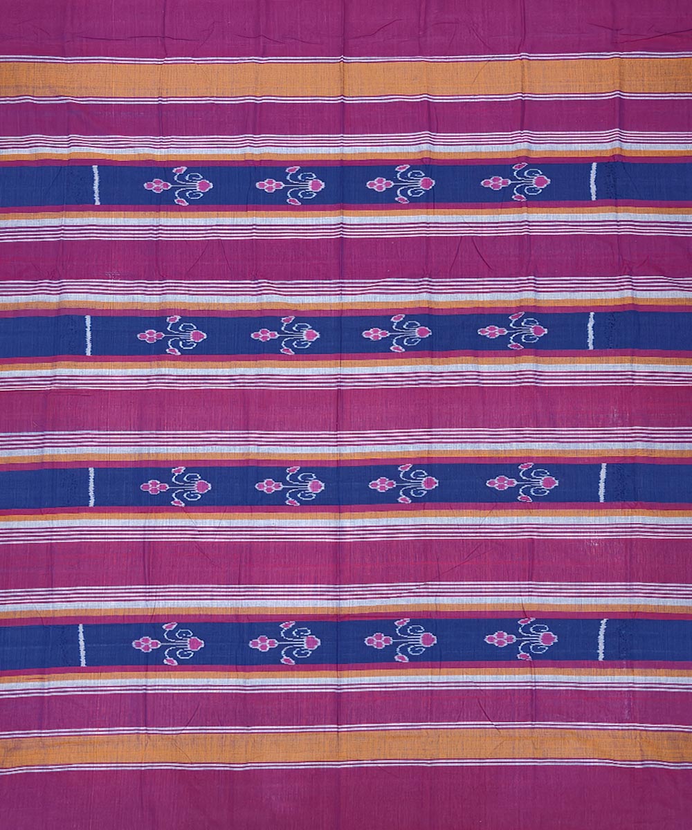 Navy blue mazenta handwoven sambalpuri cotton single bedsheet