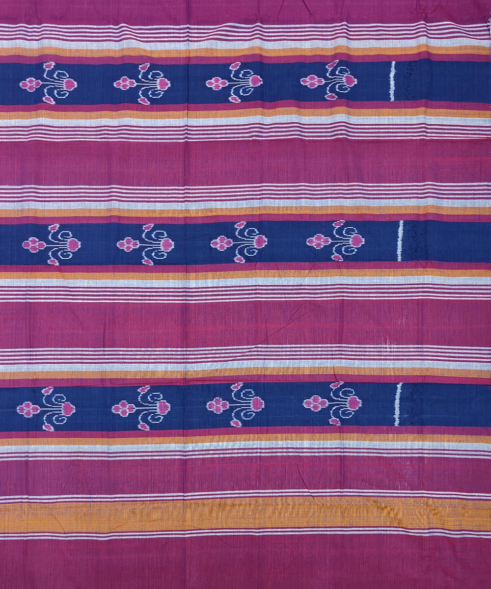 Navy blue mazenta handwoven sambalpuri cotton single bedsheet