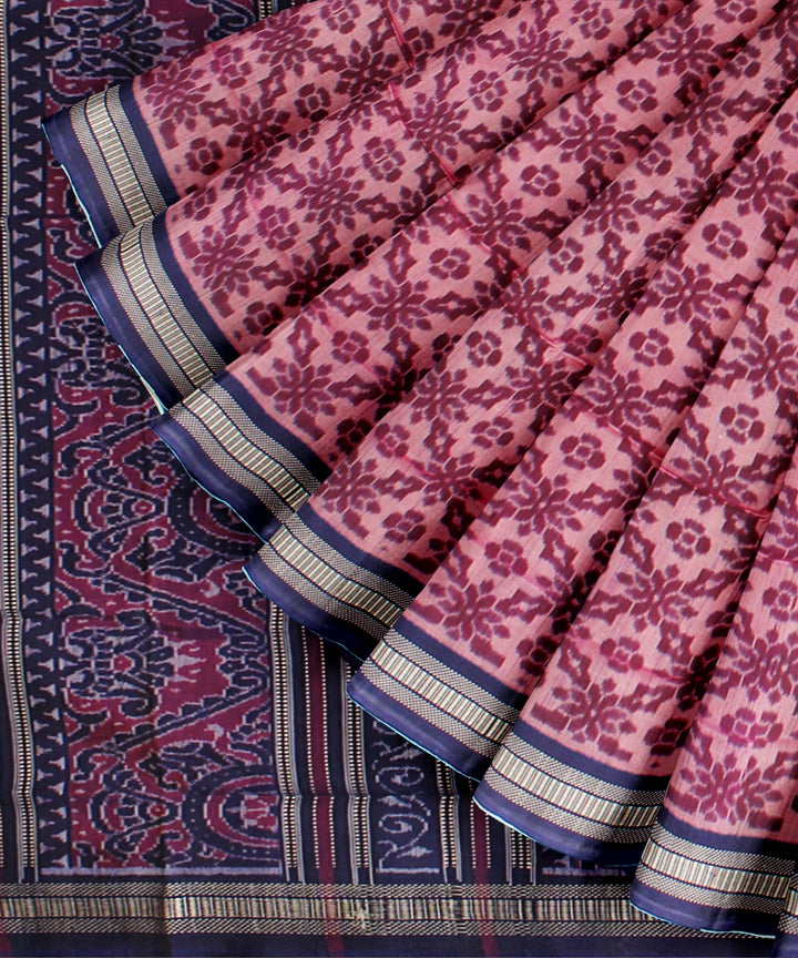 Purple blue silk handloom sambalpuri saree