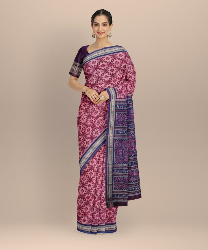 Purple blue silk handloom sambalpuri saree