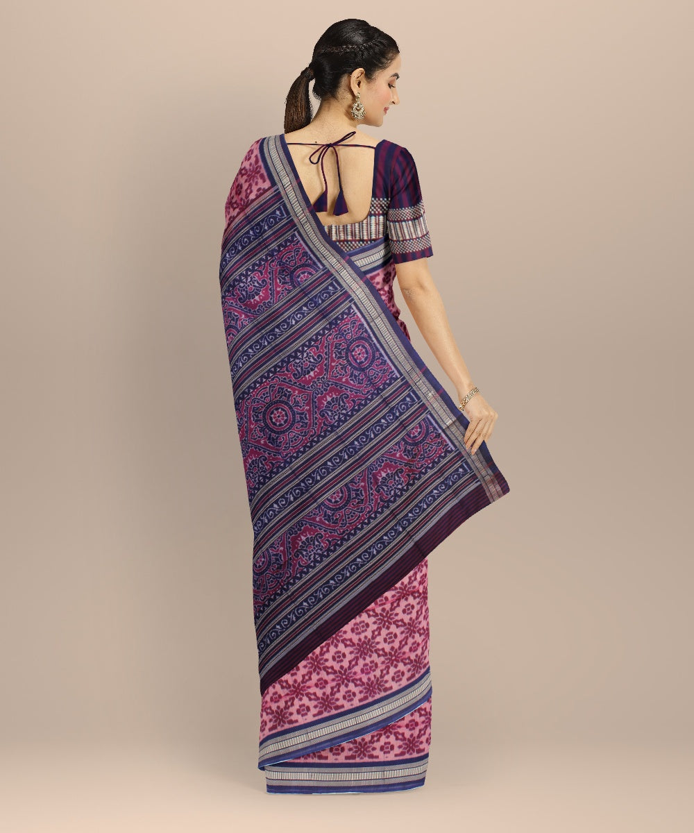 Purple blue silk handloom sambalpuri saree