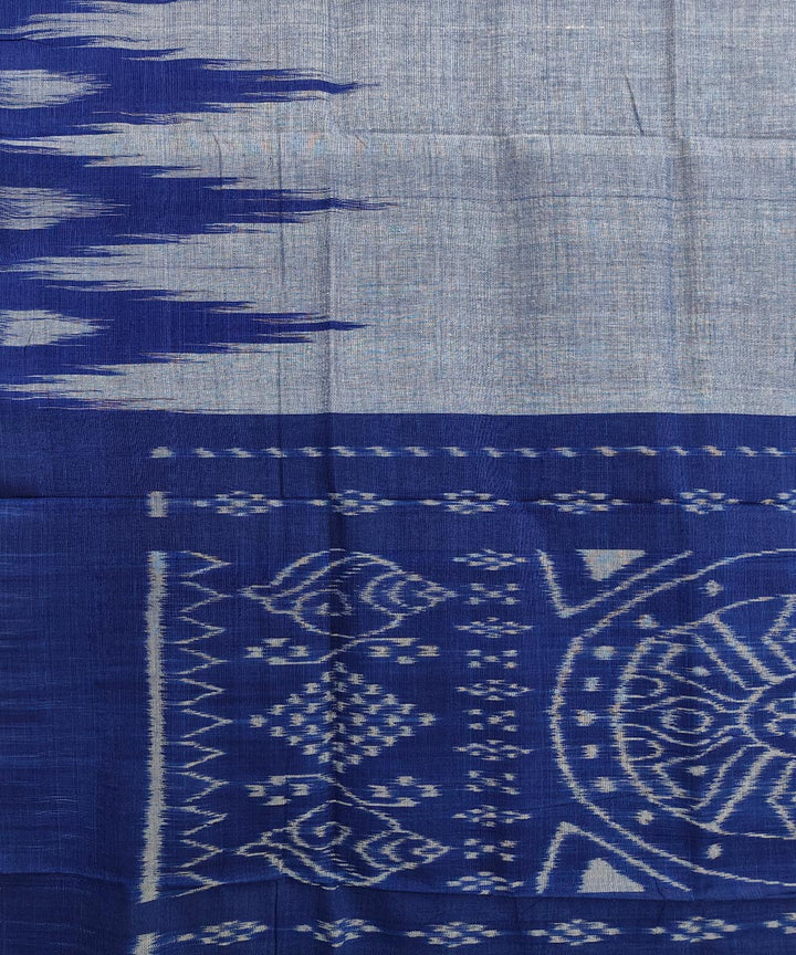 Navy blue grey cotton handloom nuapatna saree