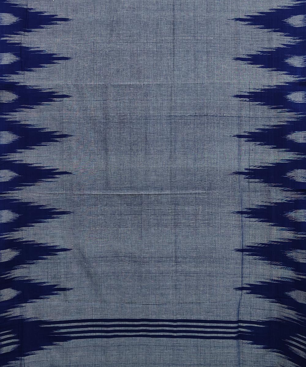 Navy blue grey cotton handloom nuapatna saree