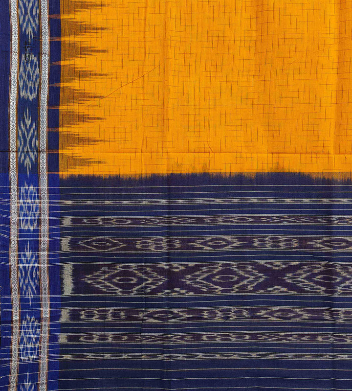 Yellow blue cotton handloom nuapatna saree