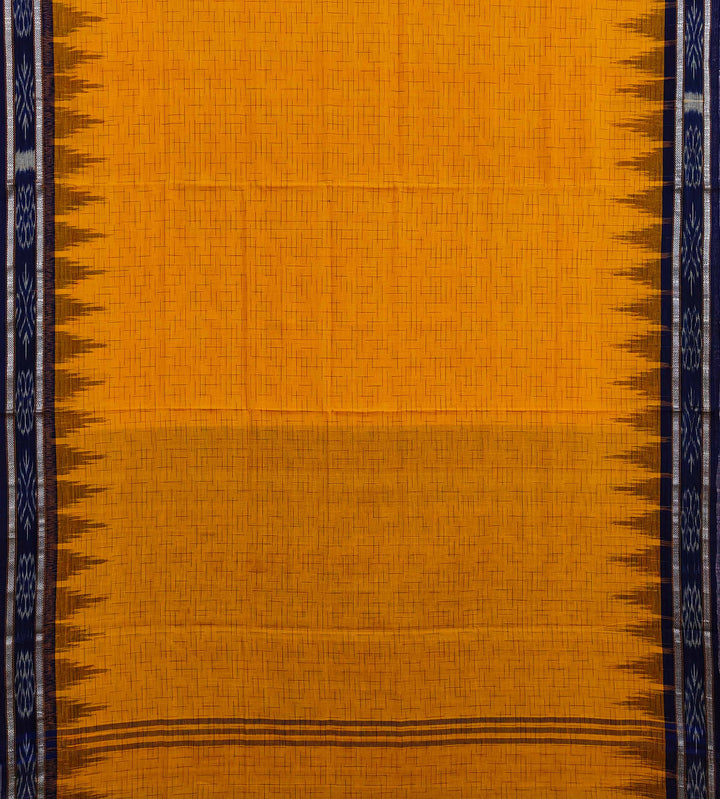 Yellow blue cotton handloom nuapatna saree