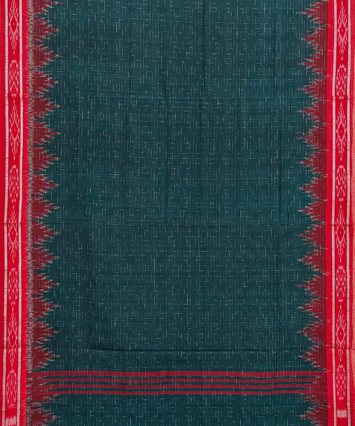Dark green red cotton handloom nuapatna saree