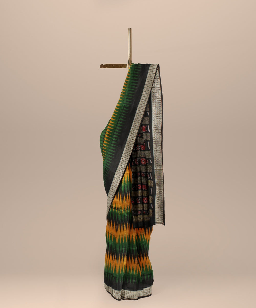 Black green yellow silk handloom sambalpuri saree