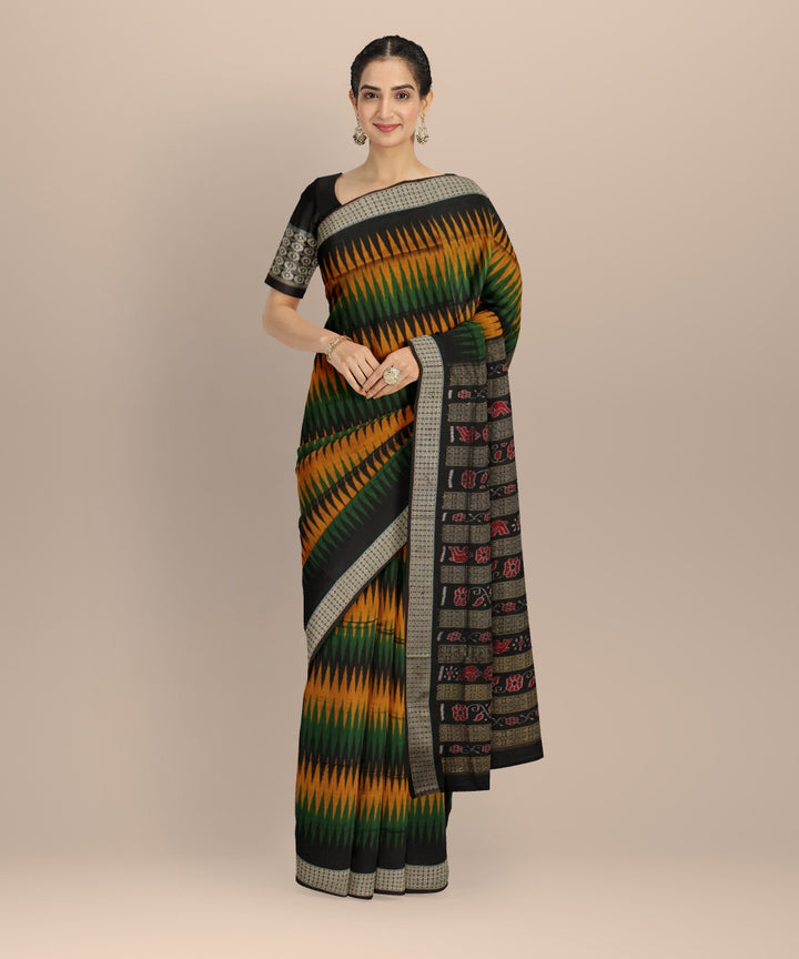 Black green yellow silk handloom sambalpuri saree