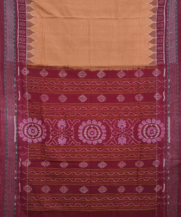 Brown maroon cotton handloom nuapatna saree