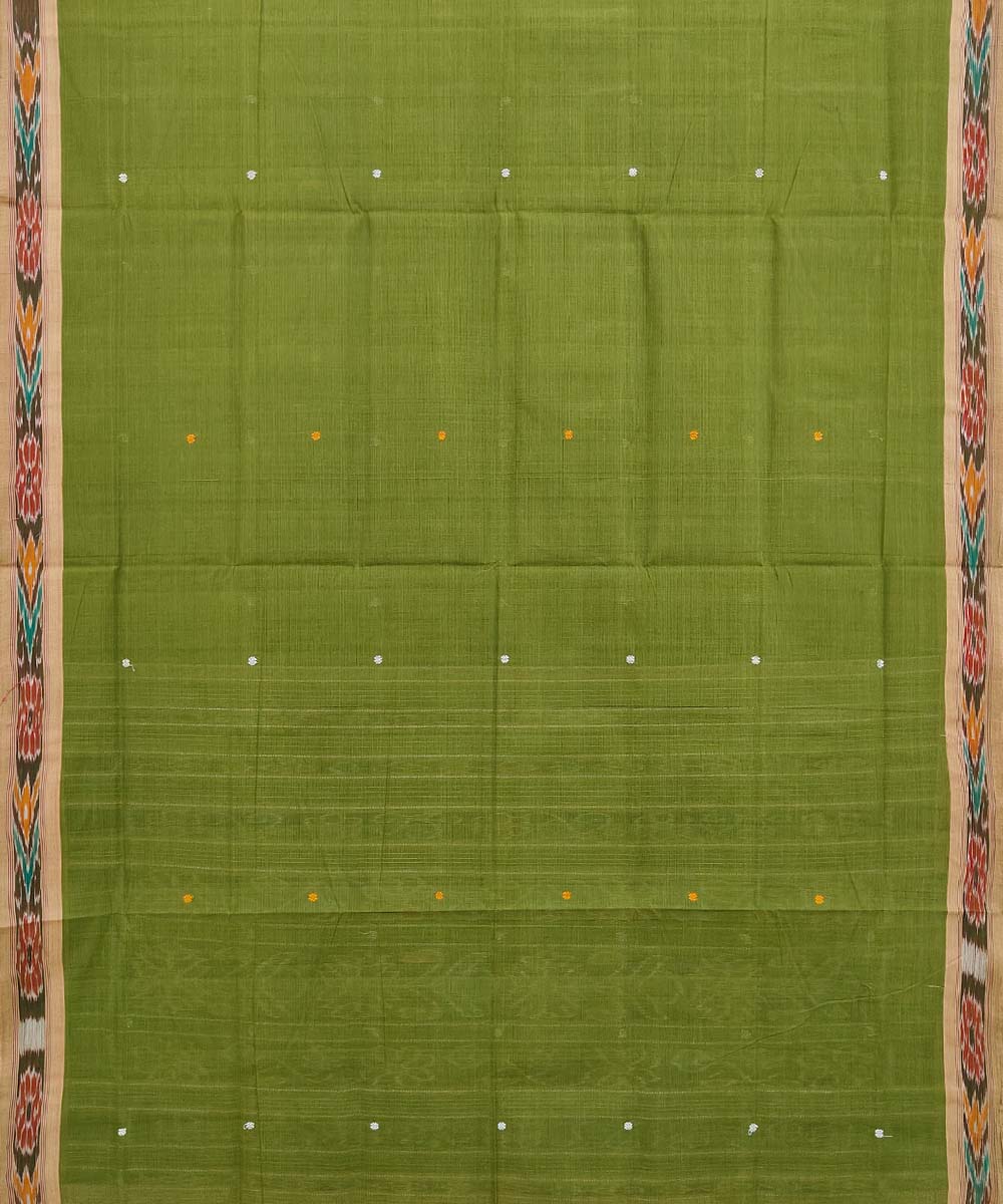 Olive green cotton handloom odisha ikat saree