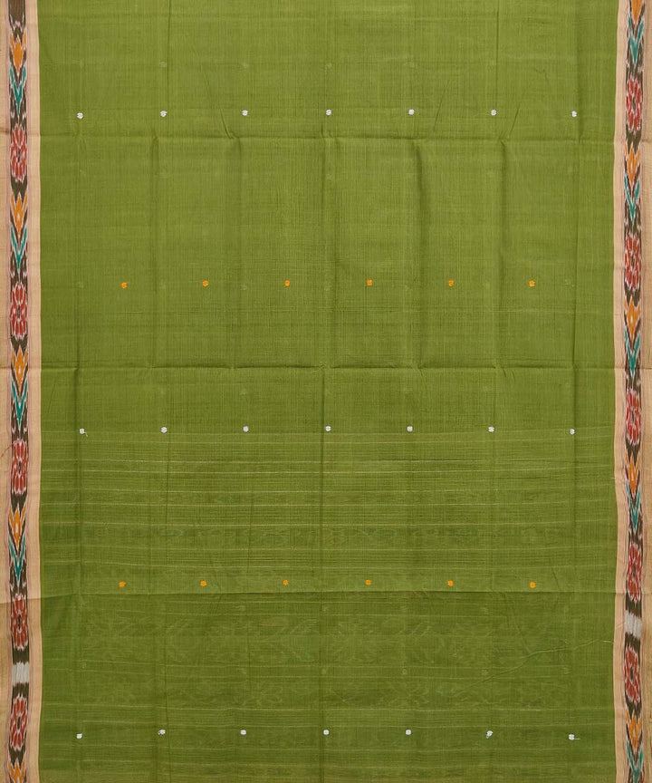 Olive green cotton handloom odisha ikat saree