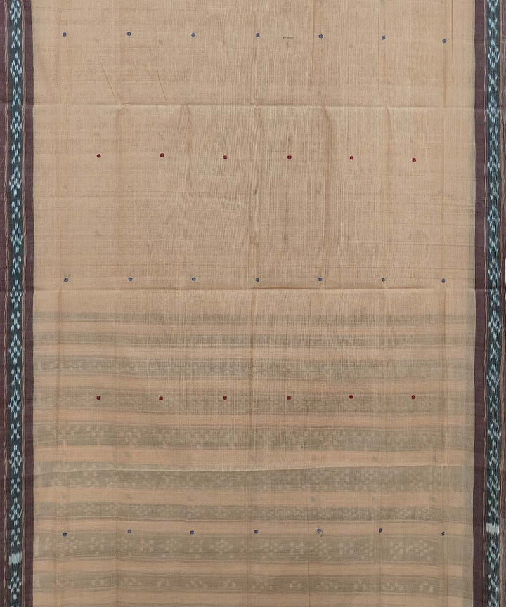 Beige black cotton handloom odisha ikat saree