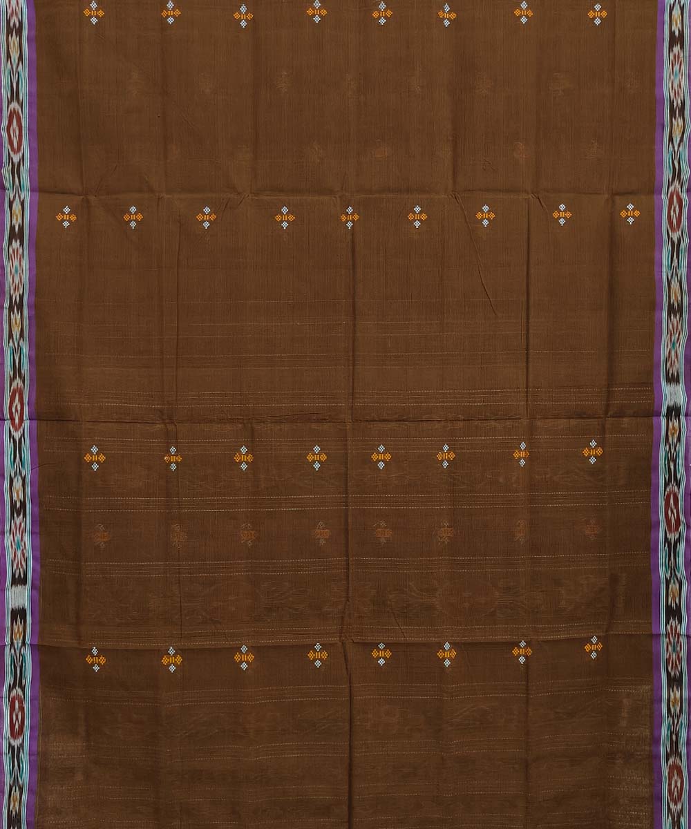 Caramel cyan blue cotton handloom odisha ikat saree