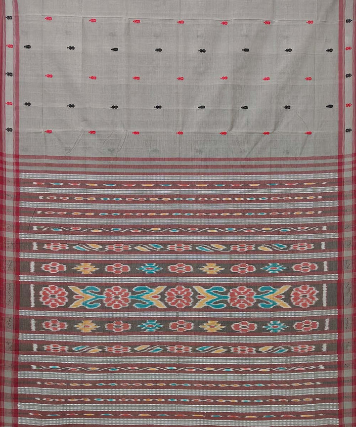 Grey maroon cotton handloom odisha ikat saree