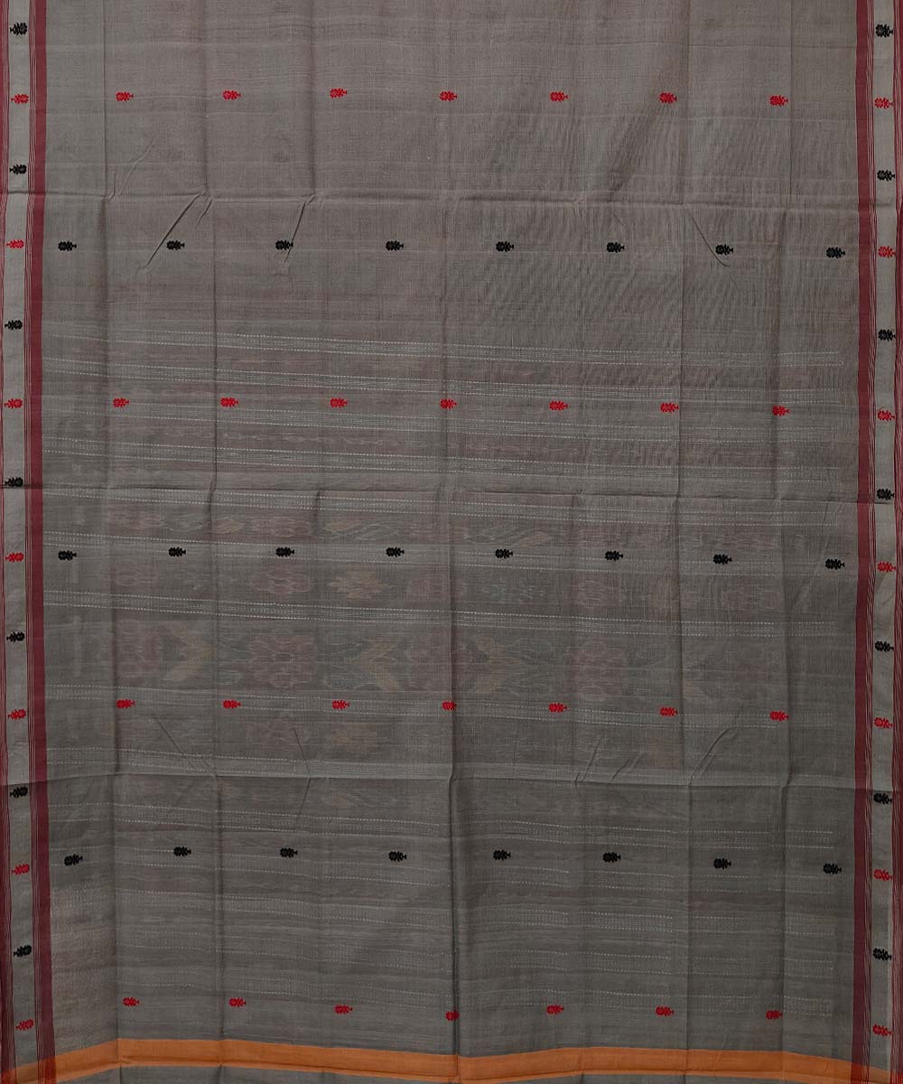 Grey maroon cotton handloom odisha ikat saree
