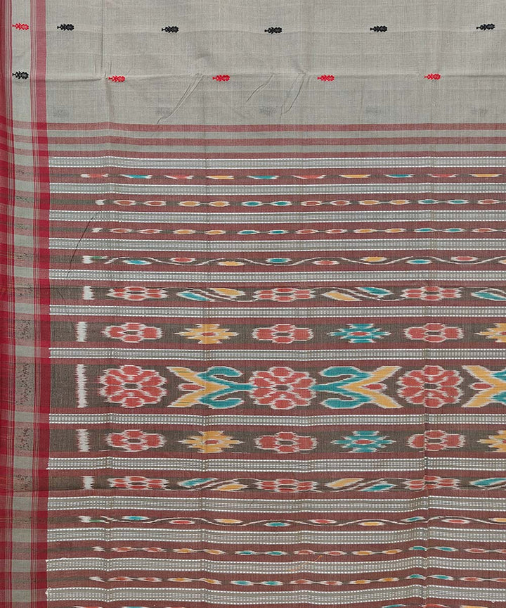 Grey maroon cotton handloom odisha ikat saree