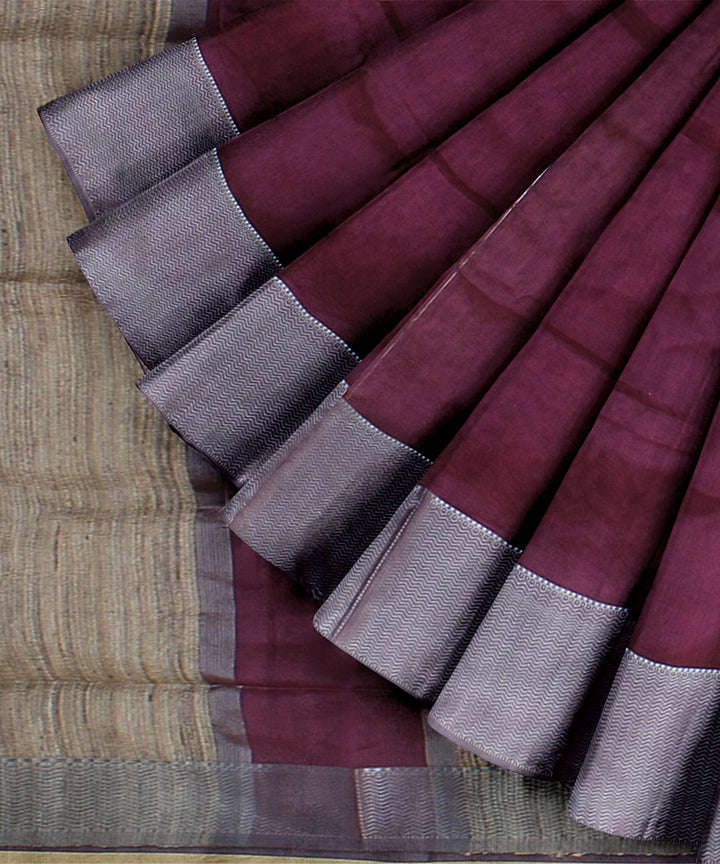 Purple ghicha handwoven maheshwari cotton silk saree